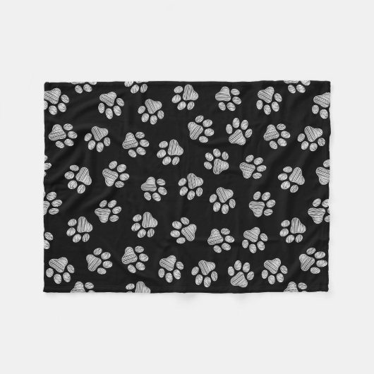 Doodle Paws, Dog Paws, White Paws Fleece Deken (Voorkant (Horizontaal))