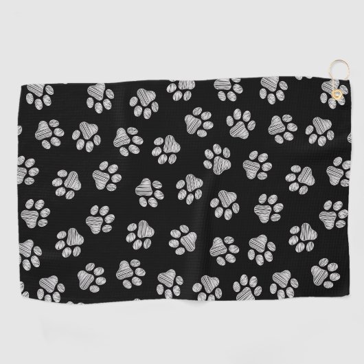 Doodle Paws, Dog Paws, White Paws Golfhanddoek (Horizontaal)