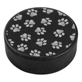 Doodle Paws, Dog Paws, White Paws Hockey Puck