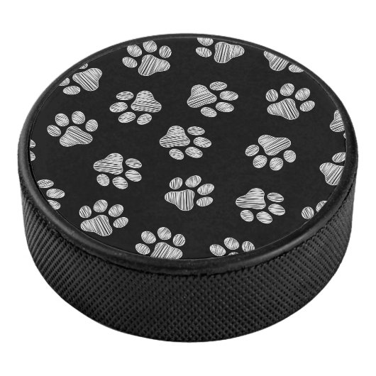 Doodle Paws, Dog Paws, White Paws Hockey Puck (3/4)