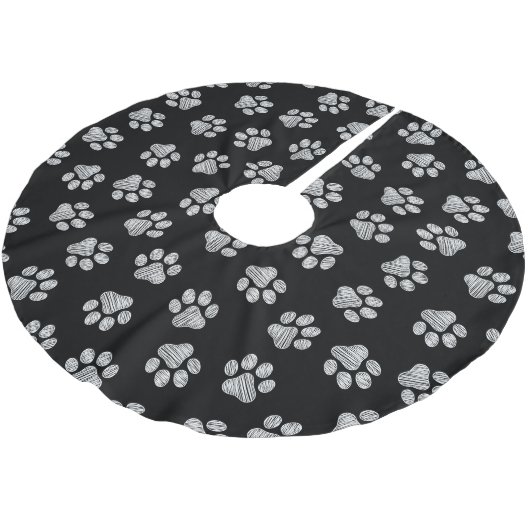 Doodle Paws, Dog Paws, White Paws Kerstboom Rok (Gekanteld)