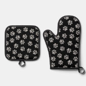 Doodle Paws, Dog Paws, White Paws Ovenwant & Pannenlap Set (Voorkant)