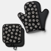 Doodle Paws, Dog Paws, White Paws Ovenwant & Pannenlap Set (Voorkant / Achterkant)