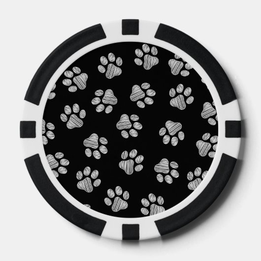 Doodle Paws, Dog Paws, White Paws Poker Chips (Voorkant)