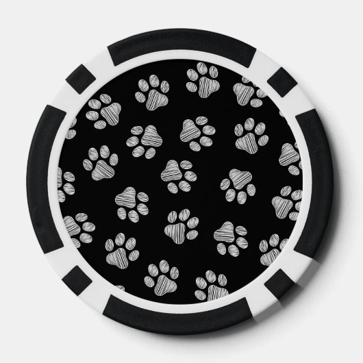 Doodle Paws, Dog Paws, White Paws Poker Chips (Achterkant)