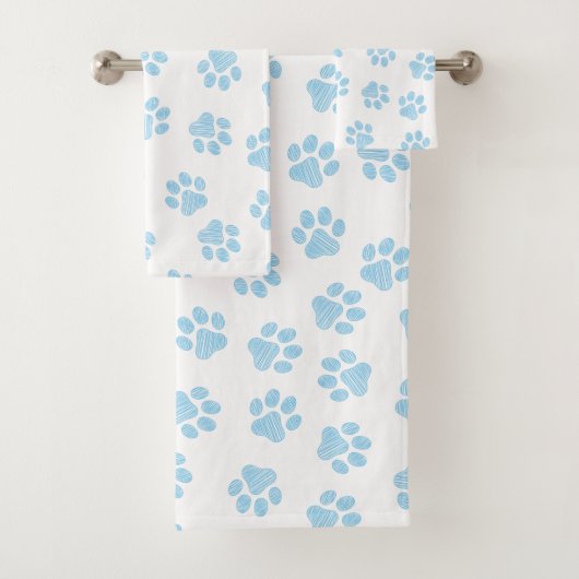 Doodle Paws, Hondenpoten, Baby Blue Paws Bad Handdoek (Insitu)
