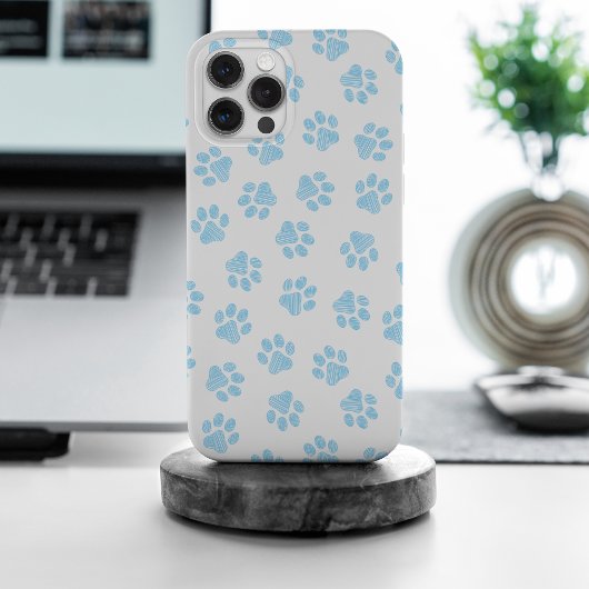 Doodle Paws, Hondenpoten, Baby Blue Paws Case-Mate iPhone Case