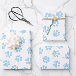 Doodle Paws, Hondenpoten, Baby Blue Paws Inpakpapier Vel