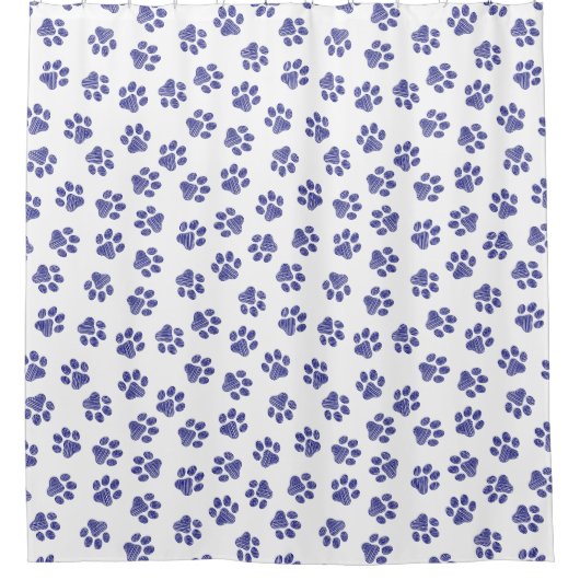 Doodle Paws, Hondenpoten, Navy Blue Paws Douchegordijn (Voorkant)