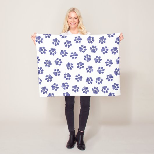 Doodle Paws, Hondenpoten, Navy Blue Paws Fleece Deken (In situ)