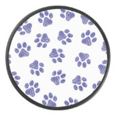 Doodle Paws, Hondenpoten, Navy Blue Paws Hockey Puck (Voorkant)