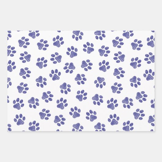 Doodle Paws, Hondenpoten, Navy Blue Paws Inpakpapier Vel (Voorkant 3)