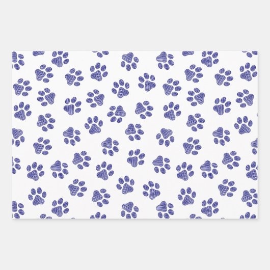 Doodle Paws, Hondenpoten, Navy Blue Paws Inpakpapier Vel (Voorkant)