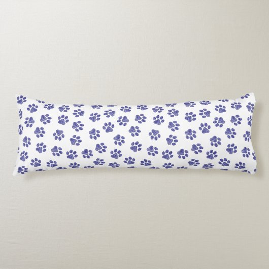 Doodle Paws, Hondenpoten, Navy Blue Paws Lichaamskussen (Voorkant)