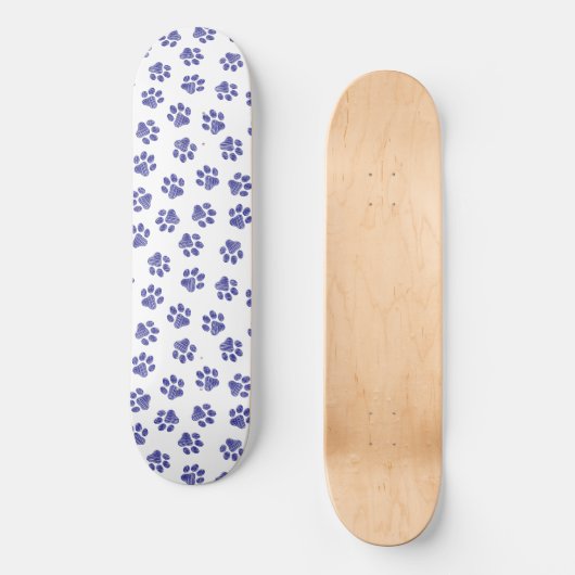 Doodle Paws, Hondenpoten, Navy Blue Paws Persoonlijk Skateboard (Voorkant)