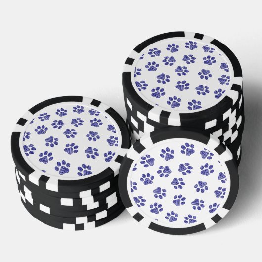 Doodle Paws, Hondenpoten, Navy Blue Paws Poker Chips (Opstapeling)