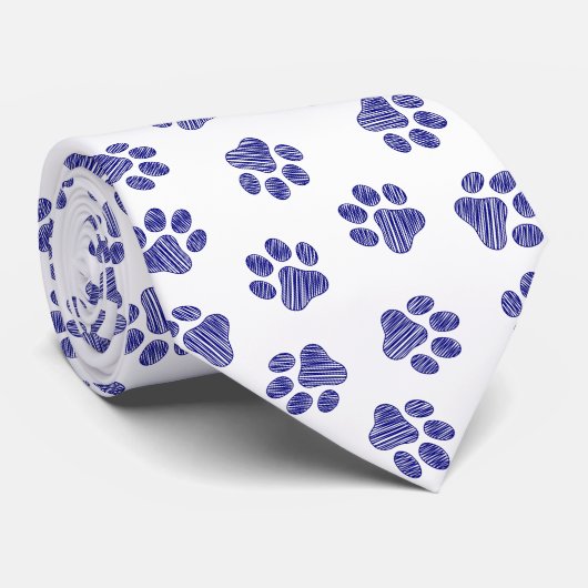 Doodle Paws, Hondenpoten, Navy Blue Paws Stropdas (Opgerold)