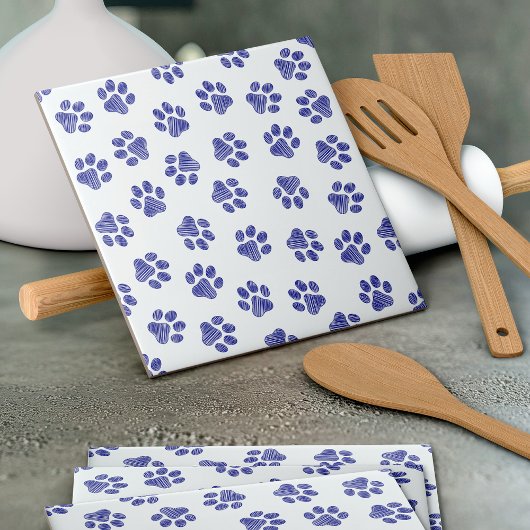 Doodle Paws, Hondenpoten, Navy Blue Paws Tegeltje