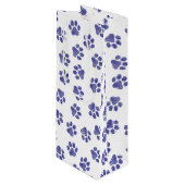 Doodle Paws, Hondenpoten, Navy Blue Paws Wijn Cadeautas (Voorkant Gekanteld)
