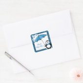 Doodle Penguin Boy Baby shower Vierkante Sticker (Envelop)