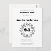 Doodle pensioen moderne bloem zwart briefkaart (Voorkant / Achterkant)