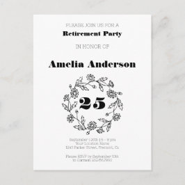 Doodle pensioen moderne bloem zwart briefkaart