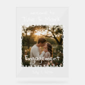 Doodle Photo Frame Engagement Party Welcome Acryl Bord (Voorkant)