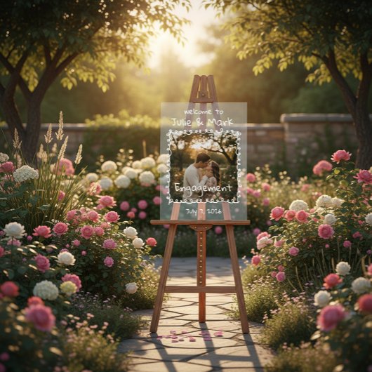 Doodle Photo Frame Engagement Party Welcome Acryl Bord