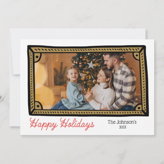 Doodle Photo Lijst Photo Holiday Kaart (Voorkant)