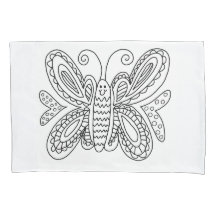 Doodle Pillowcase voor het kleuren van vlinders