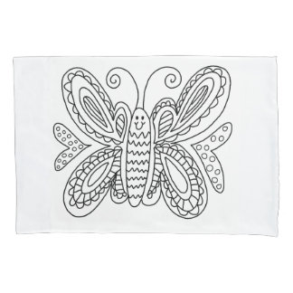 Doodle Pillowcase voor het kleuren van vlinders Kussensloop