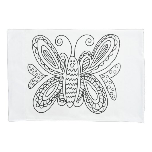 Doodle Pillowcase voor het kleuren van vlinders Kussensloop (Voorkant)
