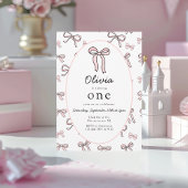 Doodle Pink Bow eerste verjaardag Kaart