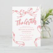 Doodle Pink Bow Joint Graduation Party Kaart (Staand voorkant)