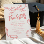 Doodle Pink Bow Joint Graduation Party Kaart
