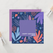 Doodle Plant Bloemmotief Illustratie Kaart (Voorkant / Achterkant in situ)