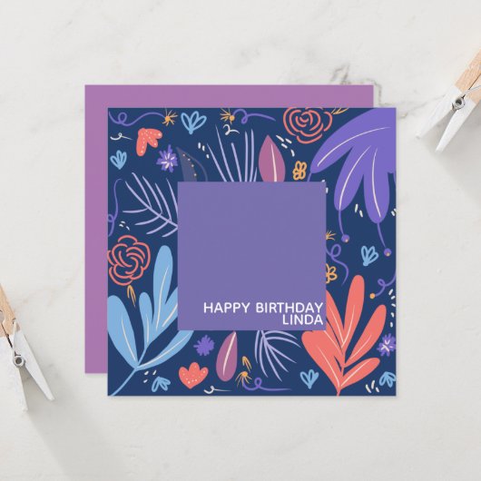 Doodle Plant Floral Pattern Illustratie Kaart (Voorkant / Achterkant in situ)