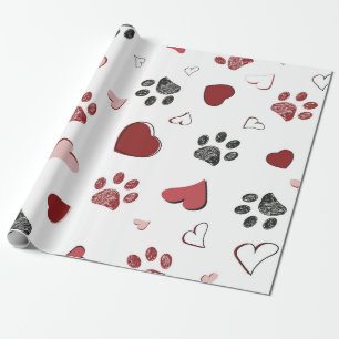 Doodle poot en harten patroon cadeaupapier