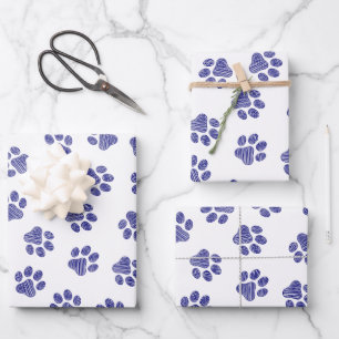 Doodle Pootjes, Hondenpootjes, Marineblauwe Pootje Inpakpapier Vel