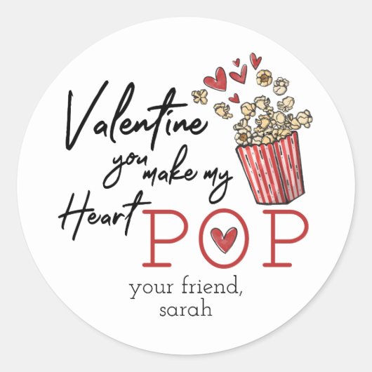 Doodle Popcorn Valentijn Sticker (Voorkant)