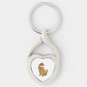Doodle Puppy Kersthond in Santa Hat Sleutelhanger