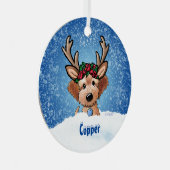 Doodle Puppy Reindeer Kerstmetaal Ornament (Voorkant Rechts)