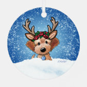 Doodle Puppy Reindeer Kerstmetaal Ornament (Achterkant)
