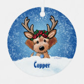Doodle Puppy Reindeer Kerstmetaal Ornament (Voorkant)
