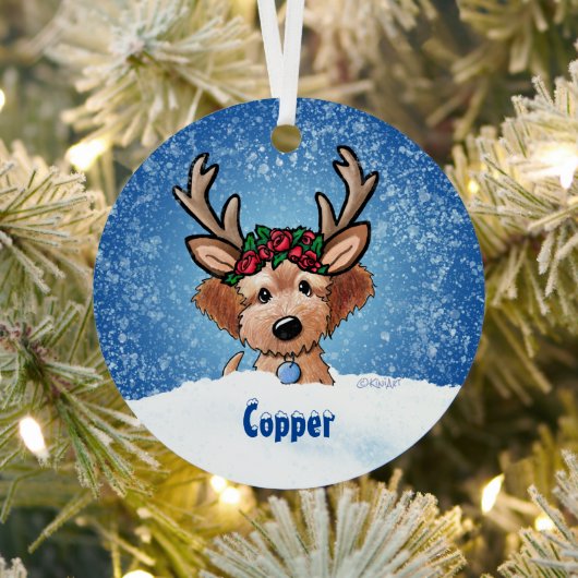 Doodle Puppy Reindeer Kerstmetaal Ornament (Insitu)