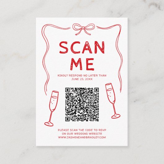 Doodle QR-code trouwdag Informatiekaartje (Voorkant)