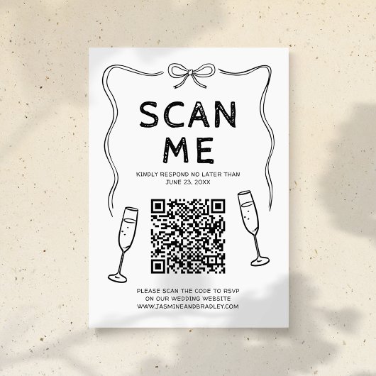 Doodle QR-code trouwkaart Informatiekaartje