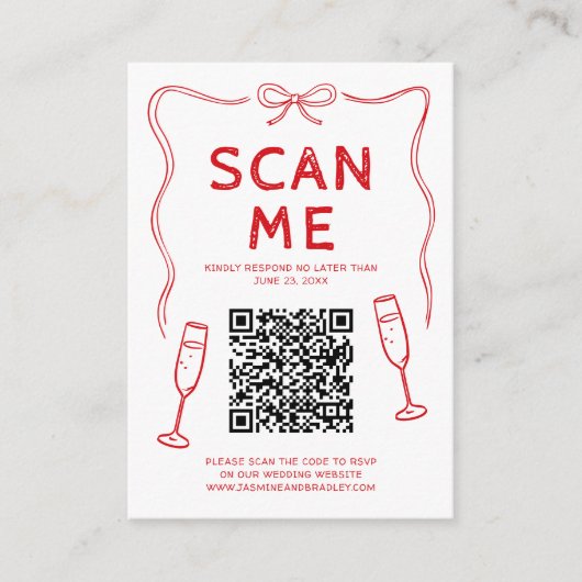 Doodle QR Code Wedding Informatiekaartje (Voorkant)