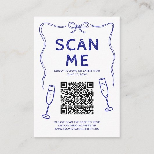 Doodle QR Code Wedding Informatiekaartje (Voorkant)