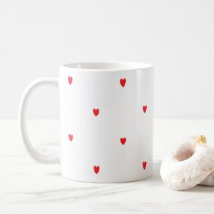 Doodle Red Hearts White Cute Classy Elegant  Koffiemok
